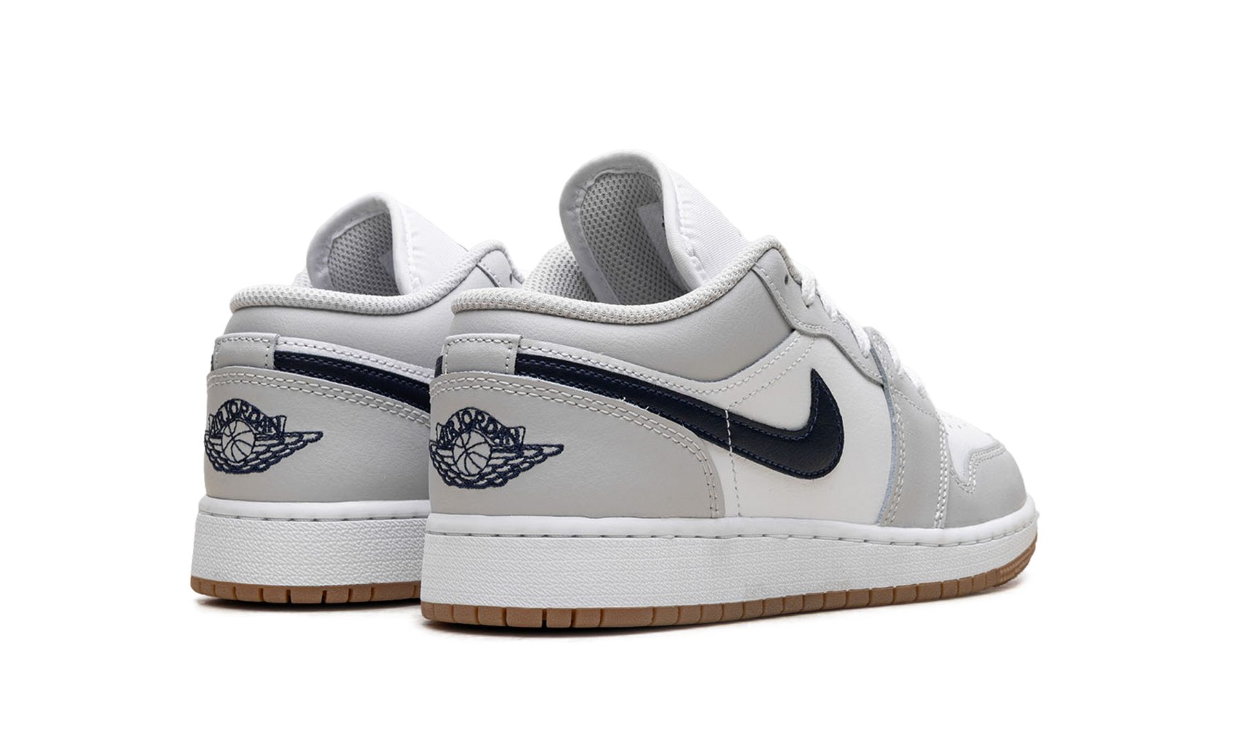 Jordan 1 Low GS White Neutral Grey Gum Midnight Navy 553560 146