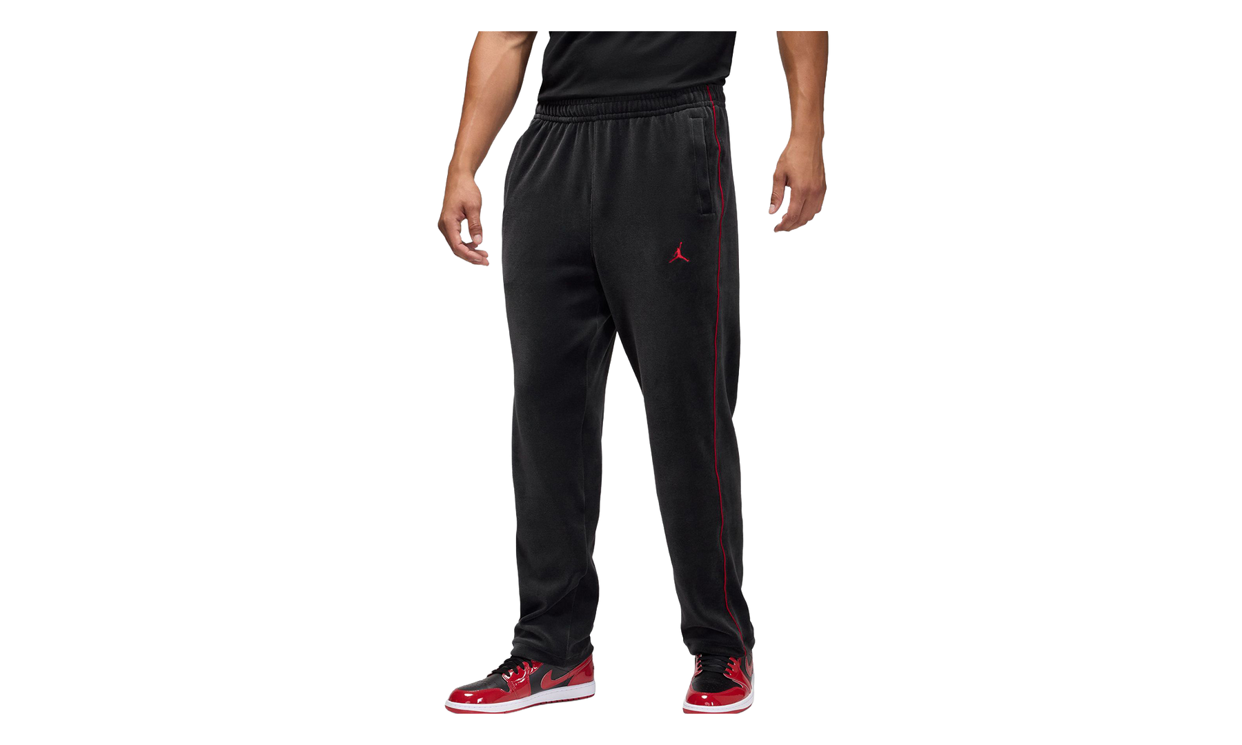 Jordan Brooklyn Velour Track Trousers Black / Gym Red HV1872 010