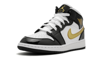 Air Jordan 1 Mid SE GS Black Gold Patent Leather BQ6931 007