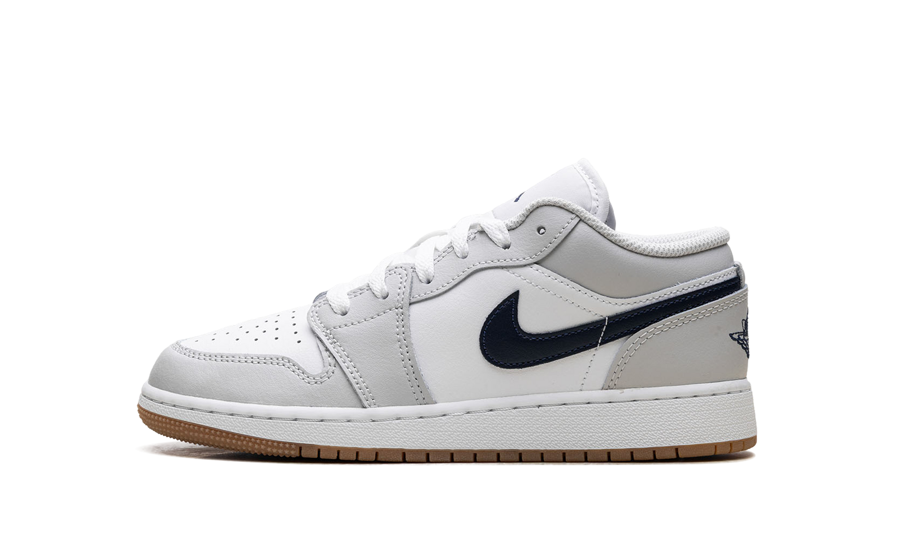 Jordan 1 Low GS White Neutral Grey Gum Midnight Navy 553560 146