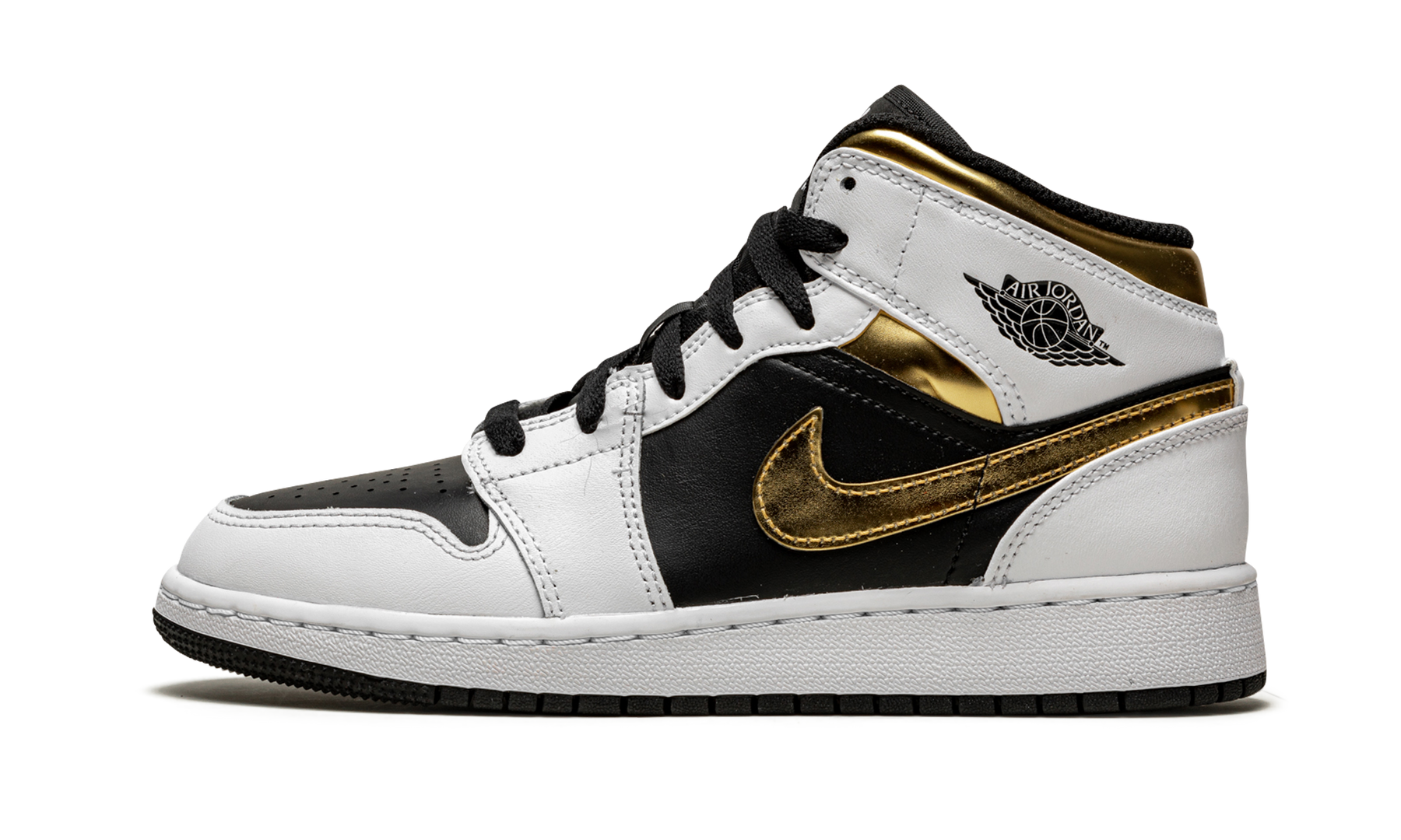 Air Jordan 1 Mid GS White / Gold / Black 554725 190